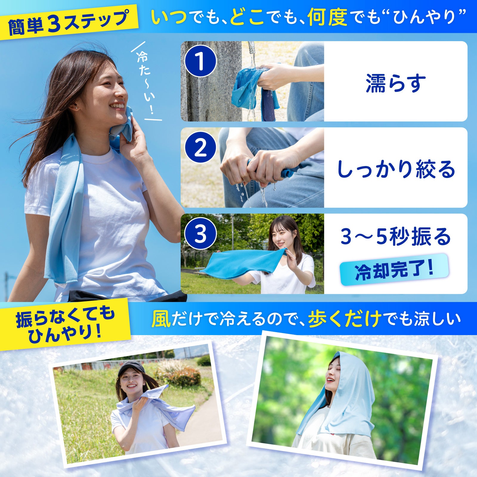 ベルモンド、首元でずれにくいループ付き冷感タオル「ふりふり冷感タオル君」を発売｜ふりふり冷感タオル君 ループ付きタイプの製品概要