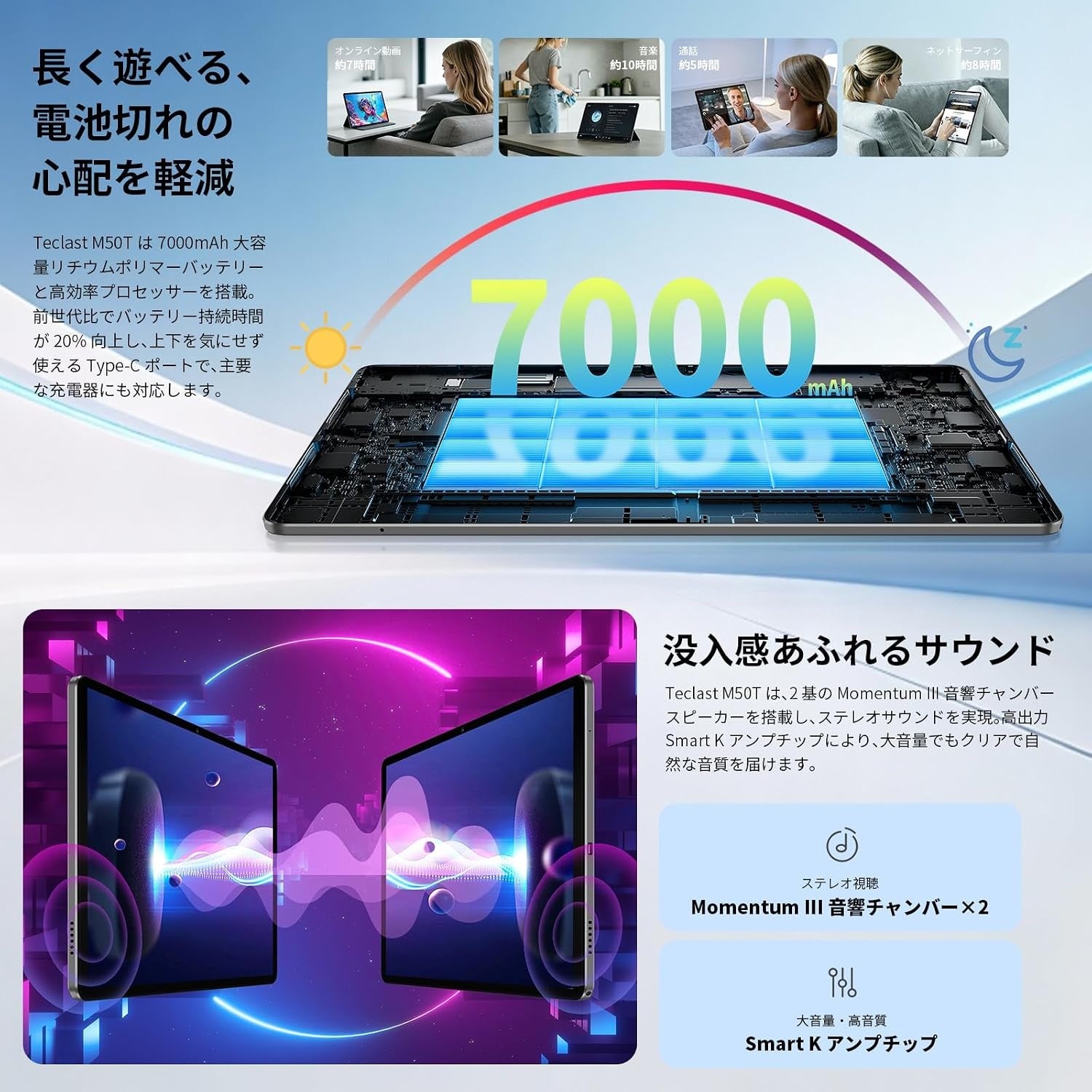 Teclast、Android 16搭載の10インチタブレット「M50T」のAmazonセールを開催｜Teclast M50Tの主な仕様と特徴（3枚目）