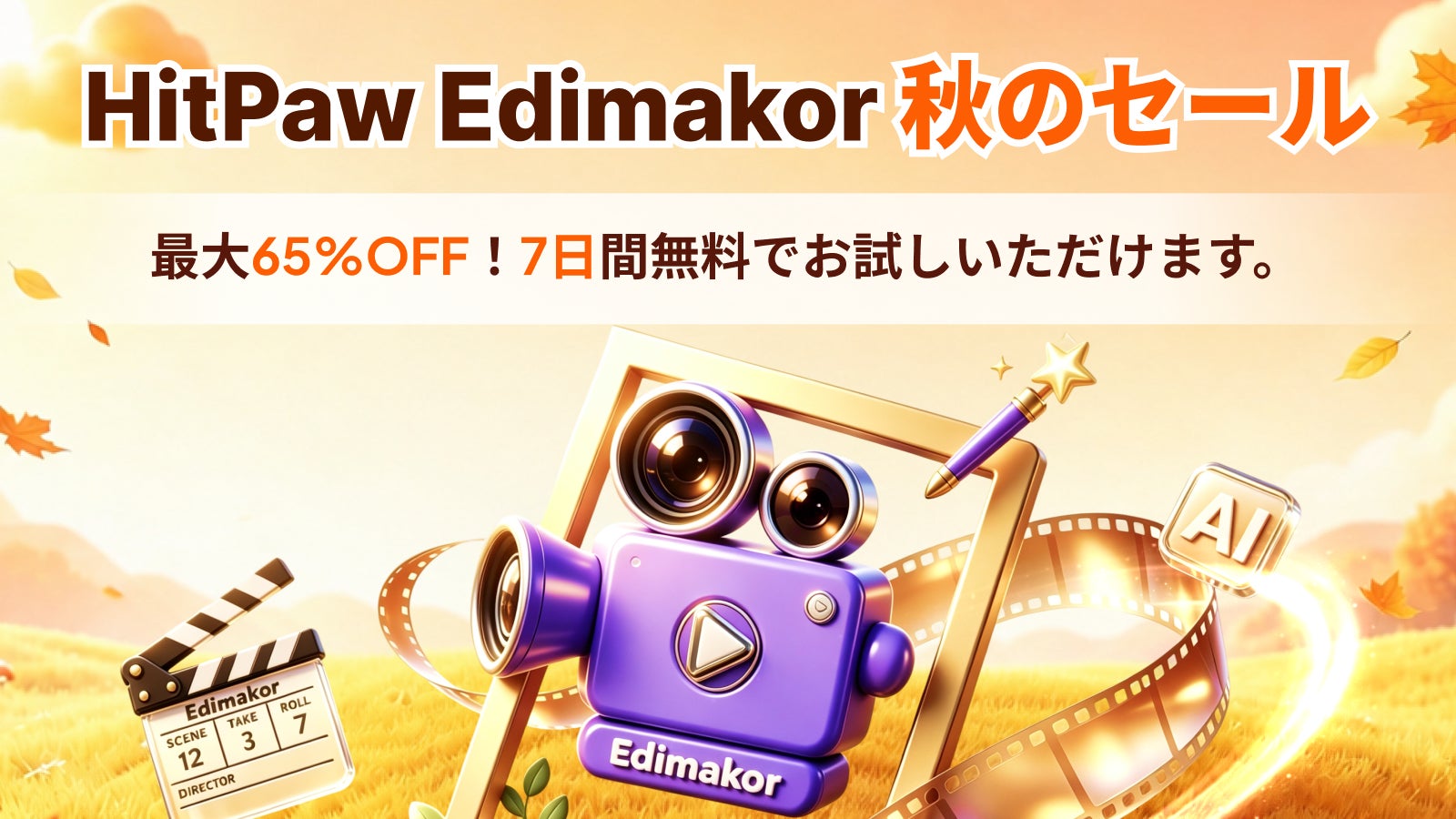 HitPaw Japan、AI動画編集ソフト「HitPaw Edimakor」の秋の特別キャンペーンを開催｜キャンペーンの実施期間（2枚目）