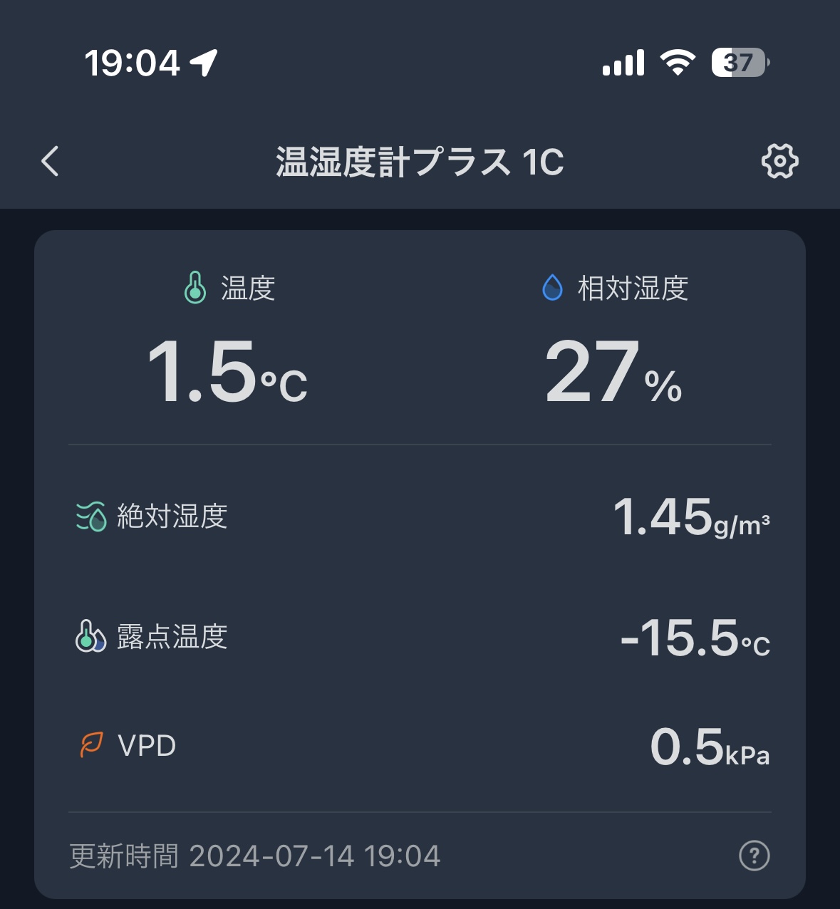 約20分経過後の実際の内部温度