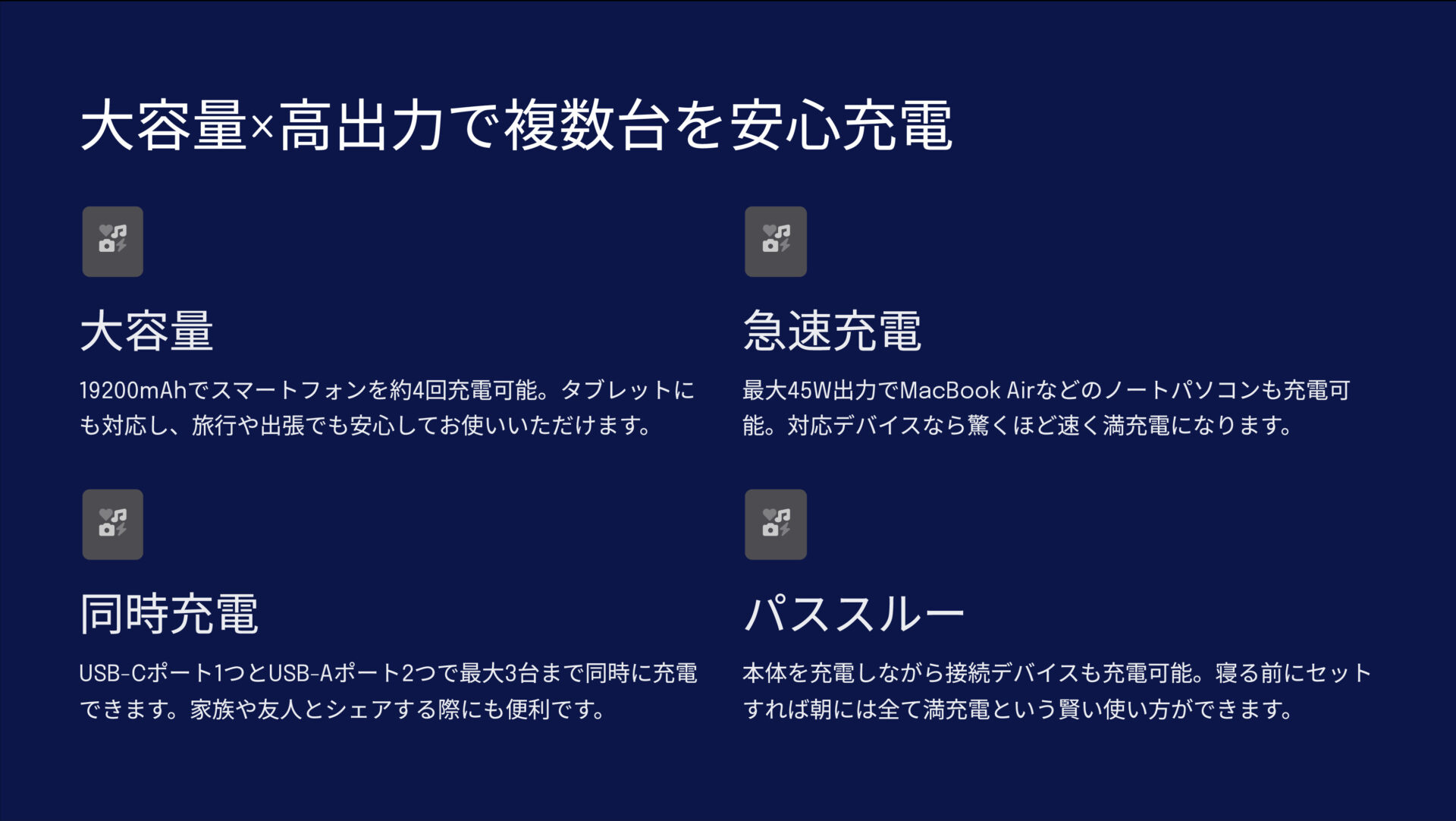 PowerCore III 19200 45Wを評価!|ノートPCも急速充電!大容量で頼れるスマートバッテリー。 のまとめスライド