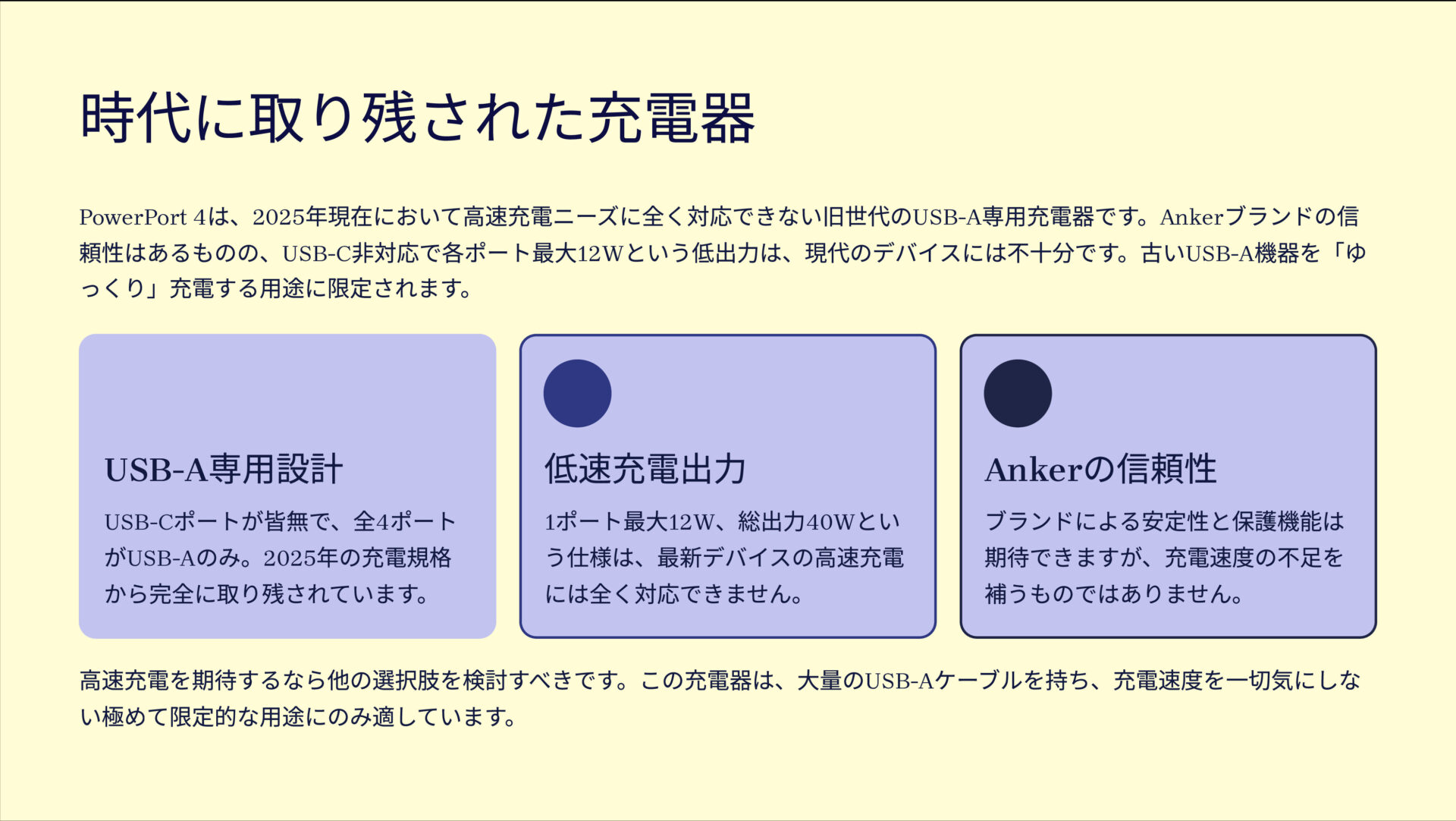 PowerPort 4を評価！｜時代に取り残されたAの塊。 のまとめスライド