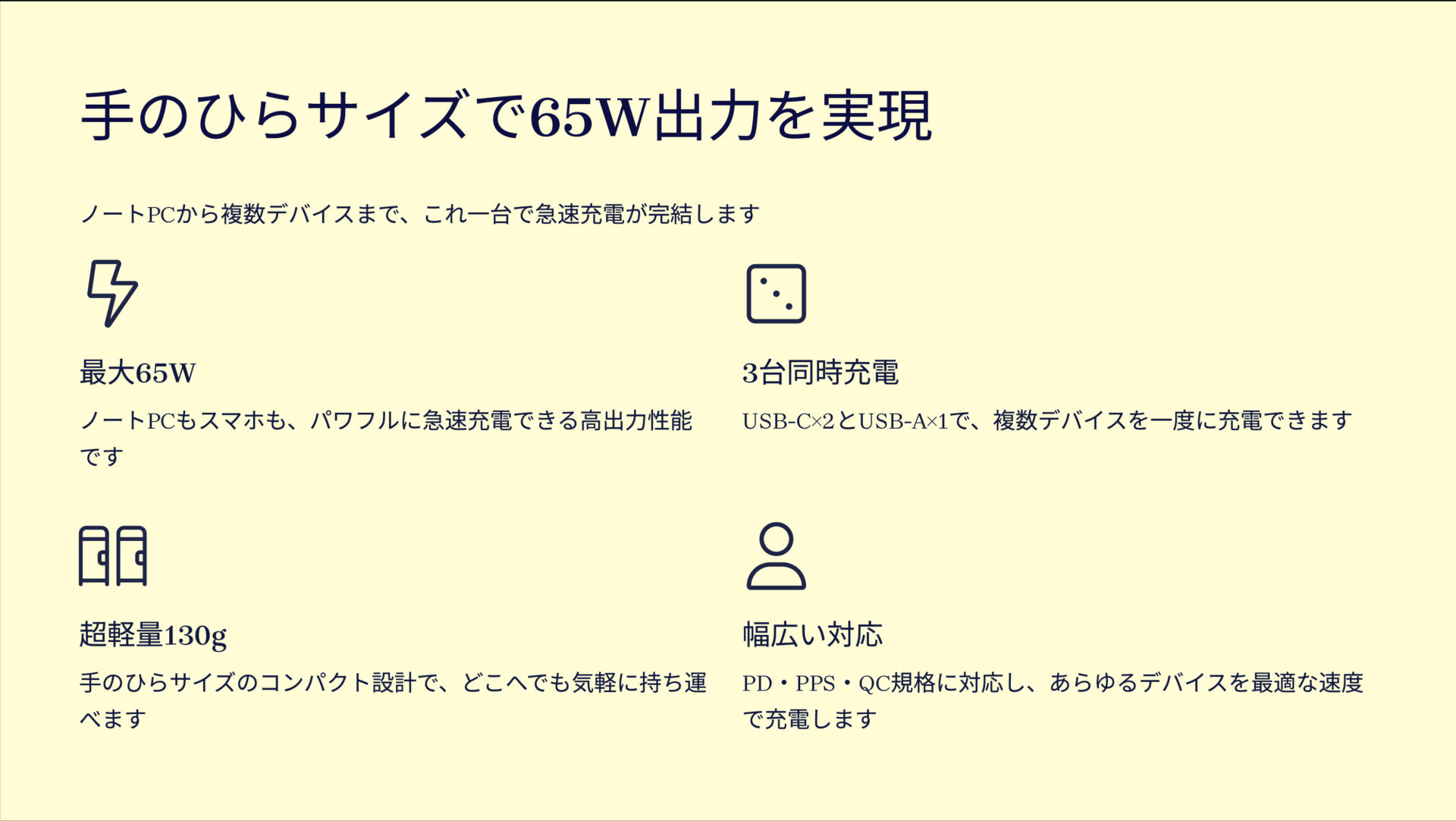 PowerPort III 3-Port 65W Podを評価!|ノートPCも速攻充電!手のひらサイズのパワフル3in1。 のまとめスライド