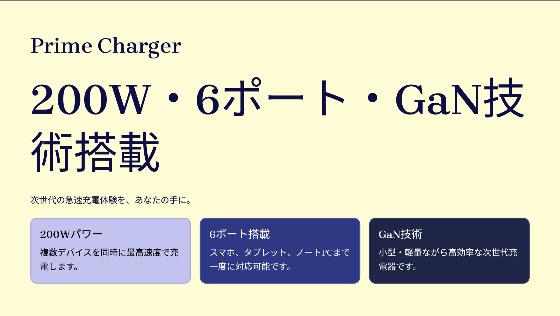 Prime Charger (200W, 6 Ports, GaN) のアイキャッチ画像