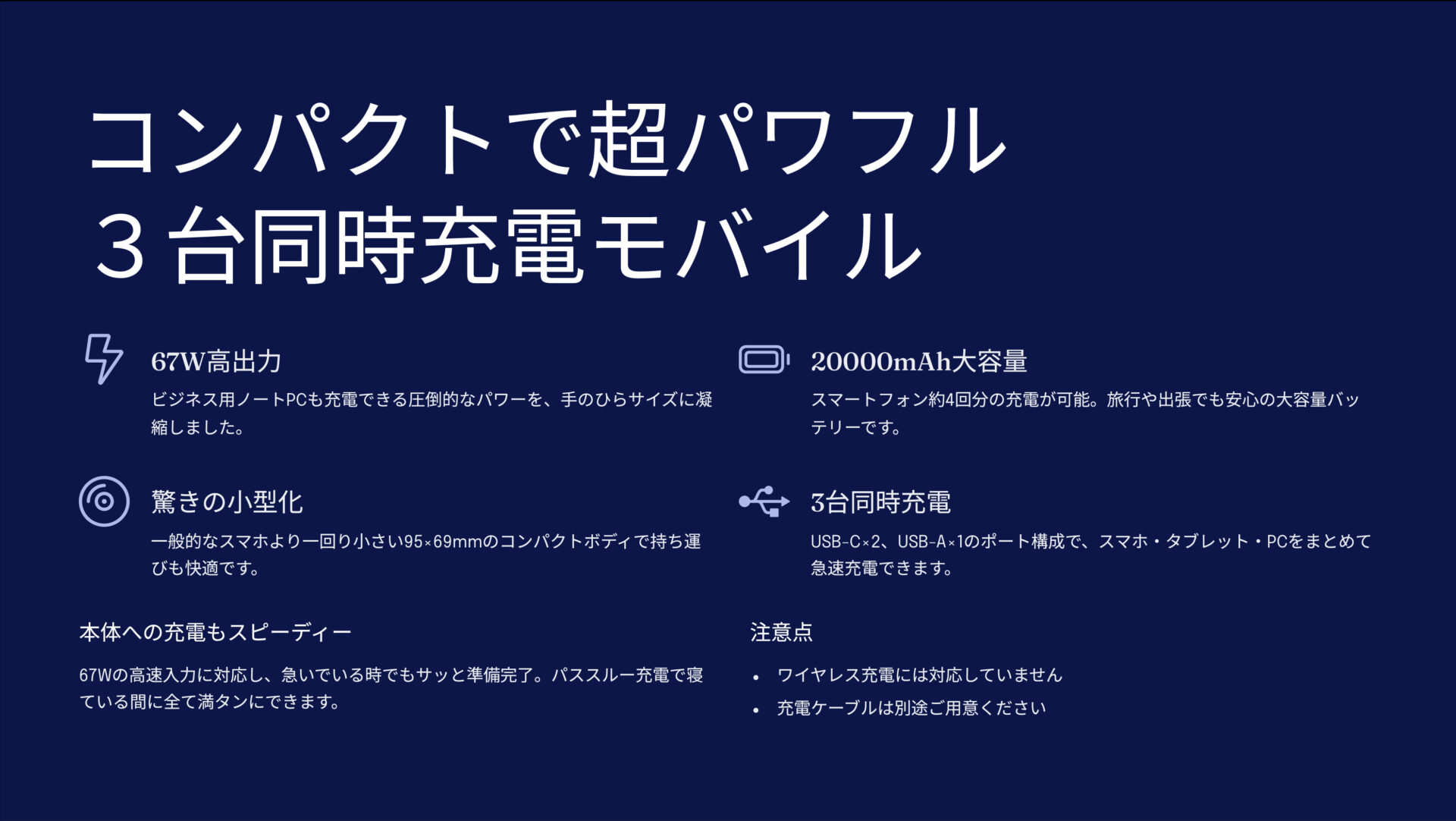 SMARTCOBY TRIO 67W 20000mAhを評価!|手のひらサイズでPCもスマホもフル充電!頼れる大容量バッテリー。 のまとめスライド