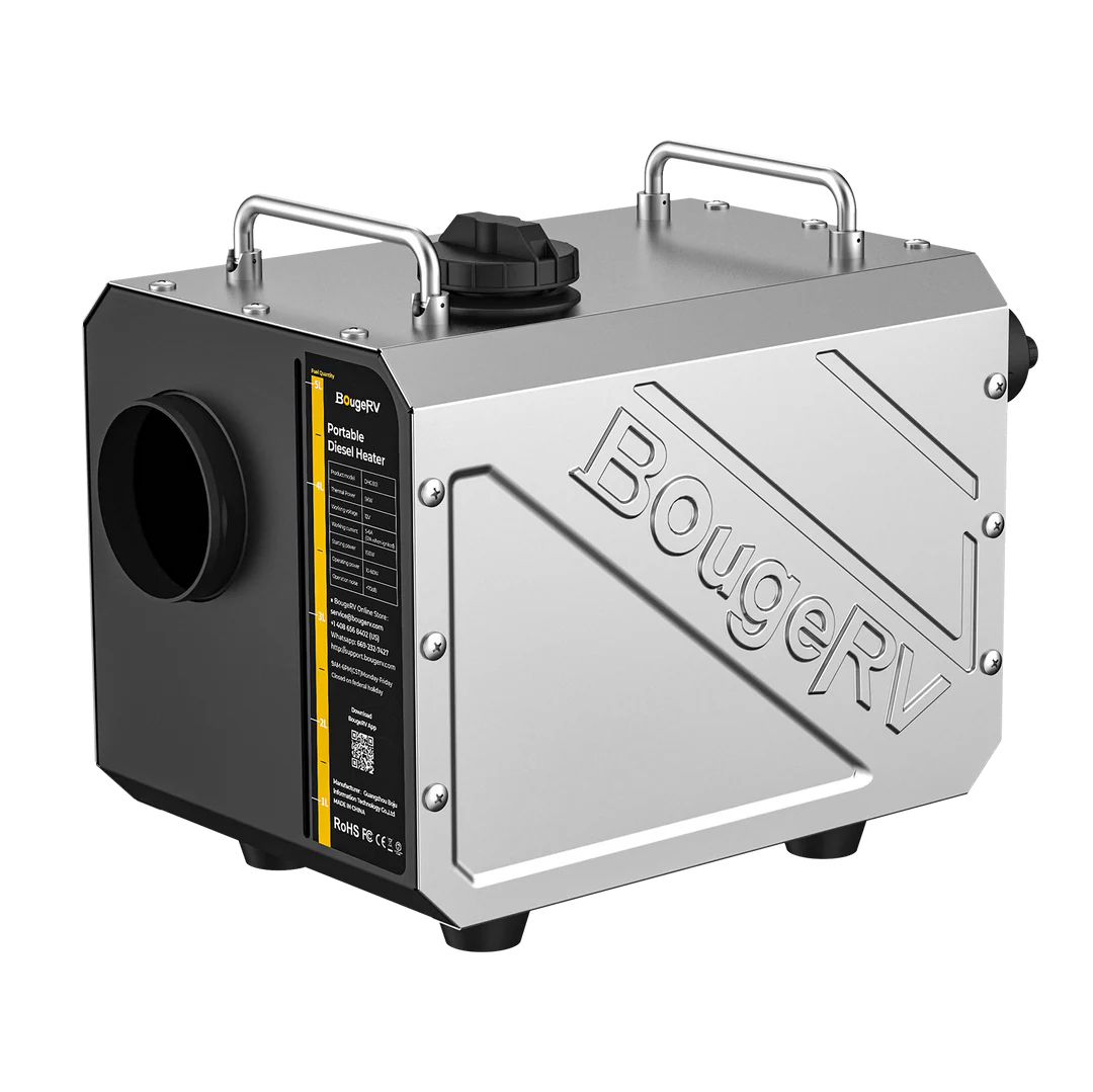 BougeRV ポータブルディーゼルヒーター 銀色 取っ手付き