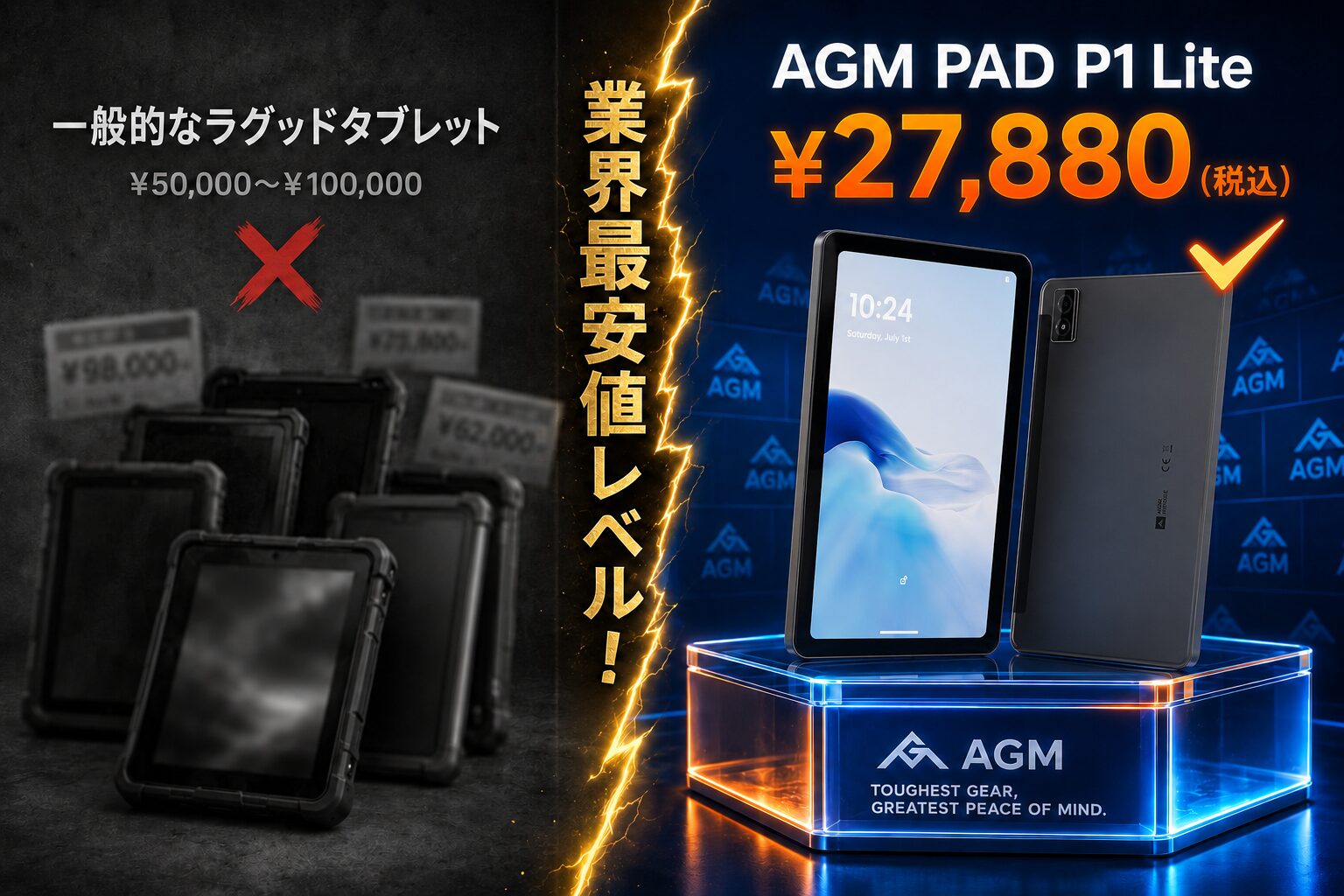 AGM、防水・耐衝撃タブレット「AGM PAD P1 Lite」を2,000円値下げ｜AGM PAD P1 Liteの主な特徴