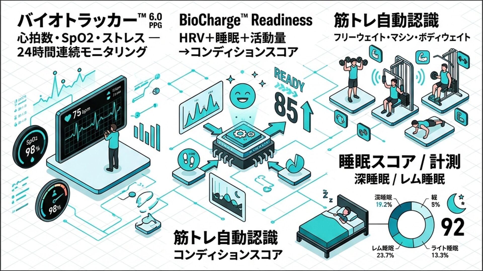 Amazfit ActiveMax 健康スライド – BioCharge™スコア 睡眠スコア 筋トレ自動認識