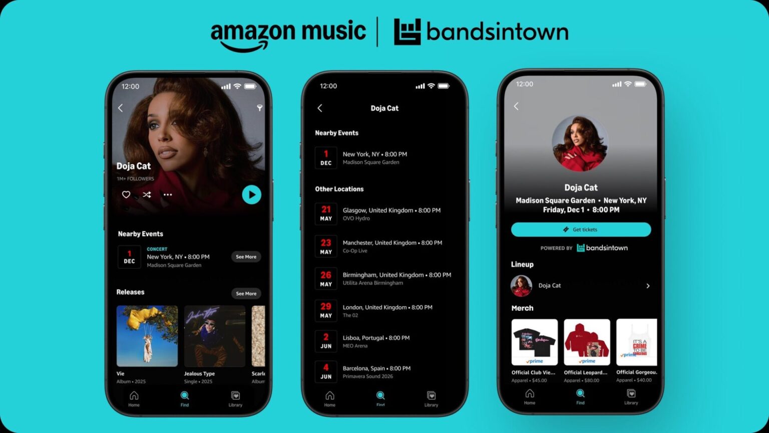 Amazon Music、Bandsintownと提携しコンサート情報の表示を開始
