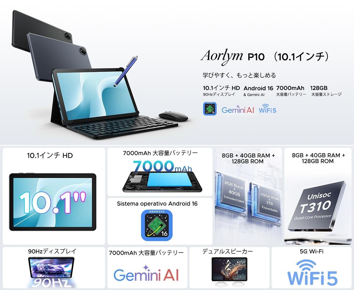 Android 16搭載の10.1インチタブレット「AORLYM AP10」が発売 - 画像4