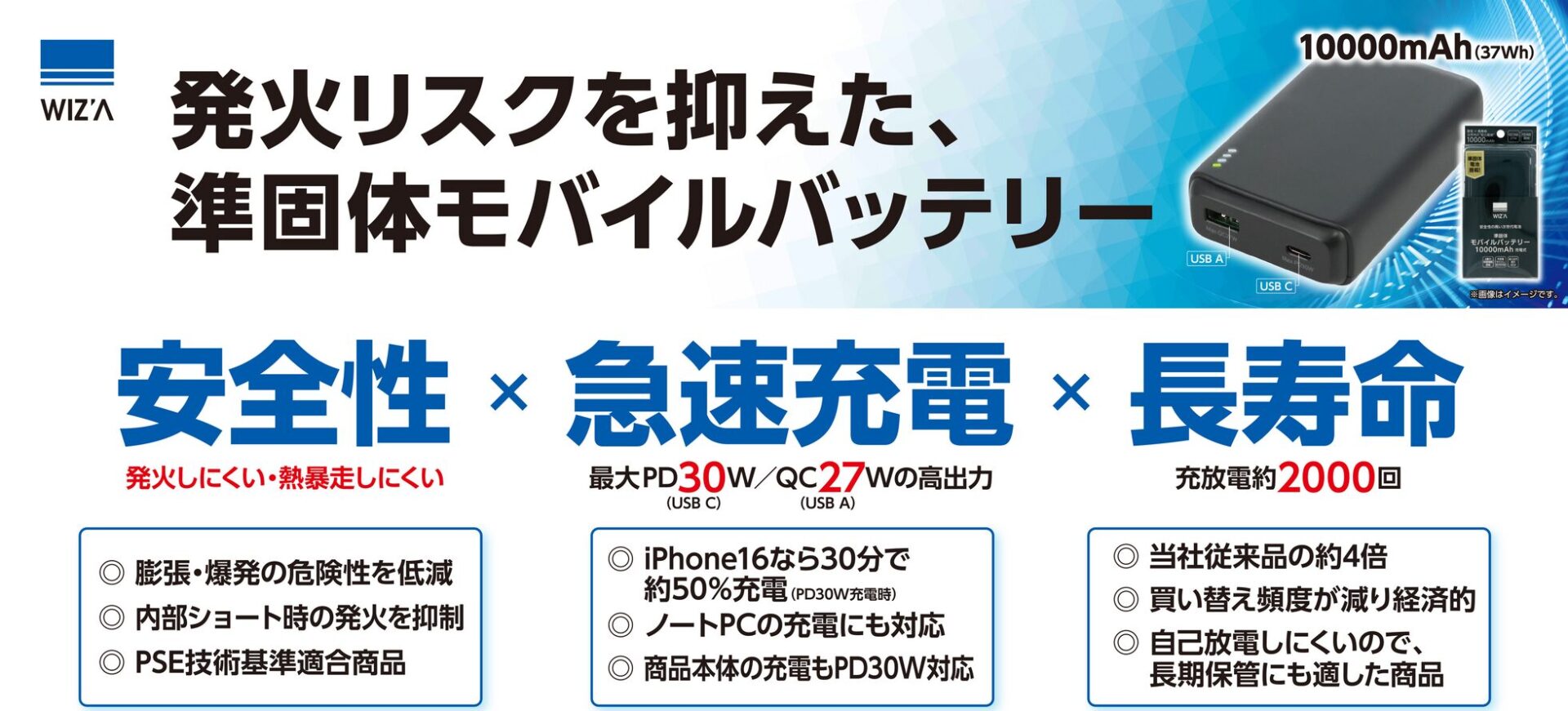 アークランズ、準固体電池採用のモバイルバッテリーを発売 - 画像1