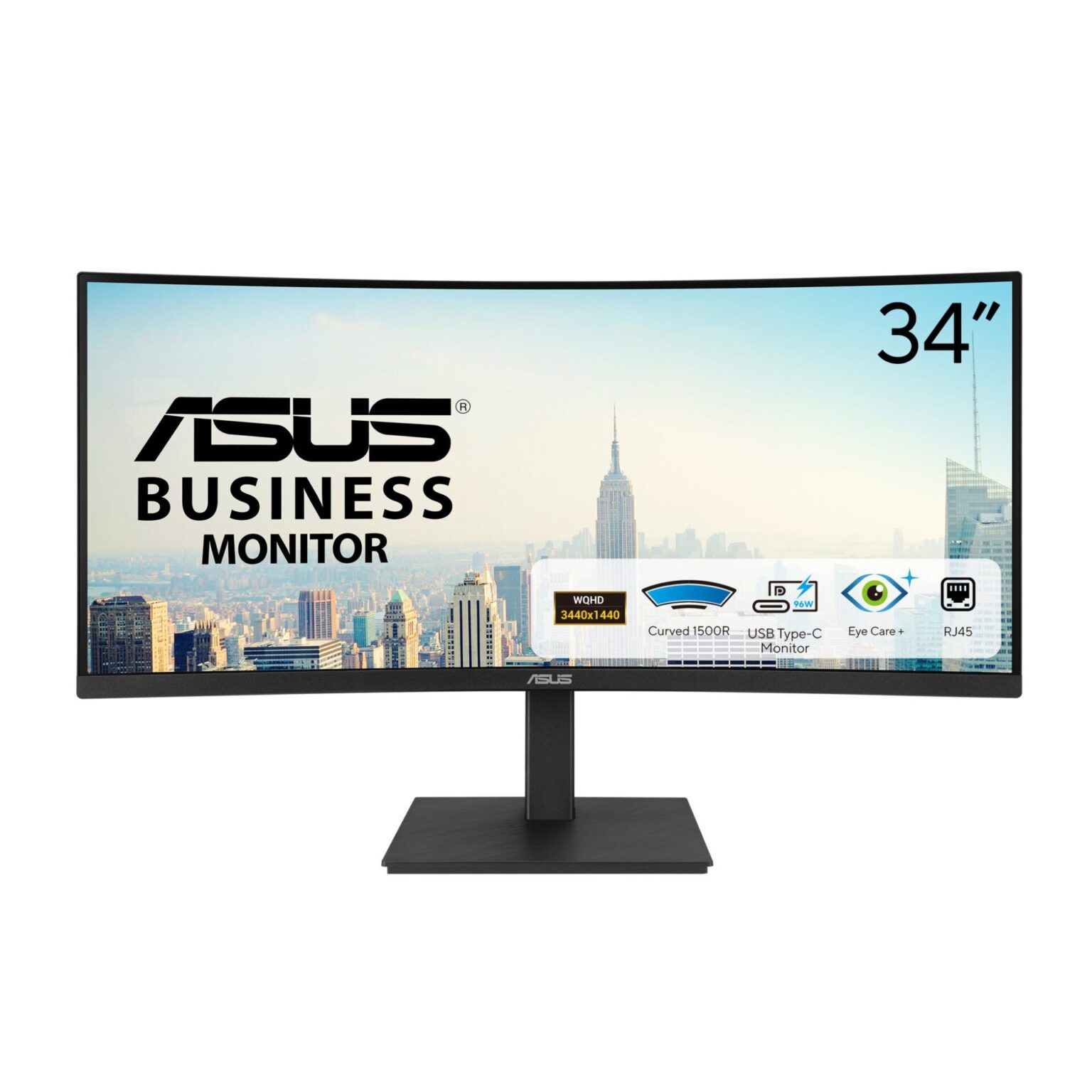 ASUS、96W給電対応の34型曲面モニターなどビジネス向け2機種を発表