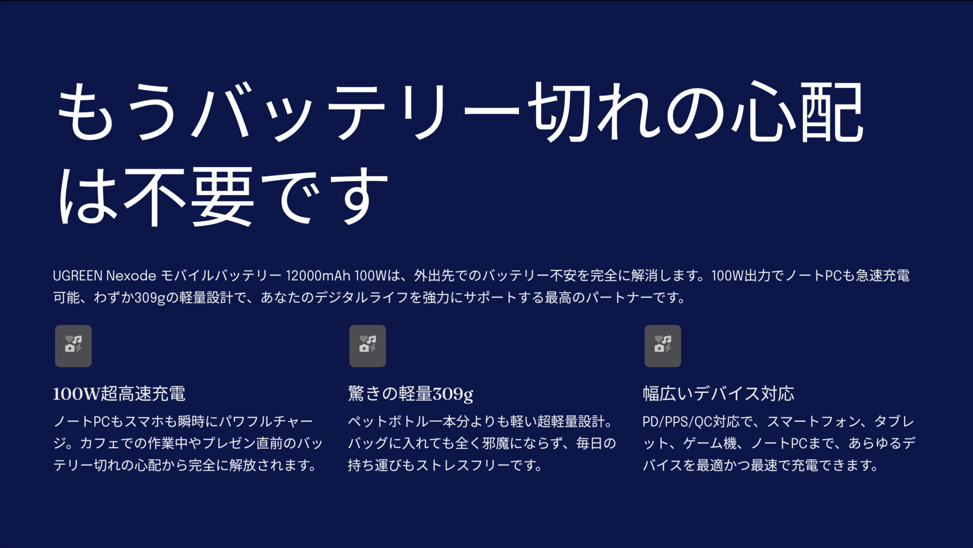 UGREEN Nexode モバイルバッテリー 12000mAh 100Wを評価!|いつでも、どこでも、最速チャージ。 のまとめスライド