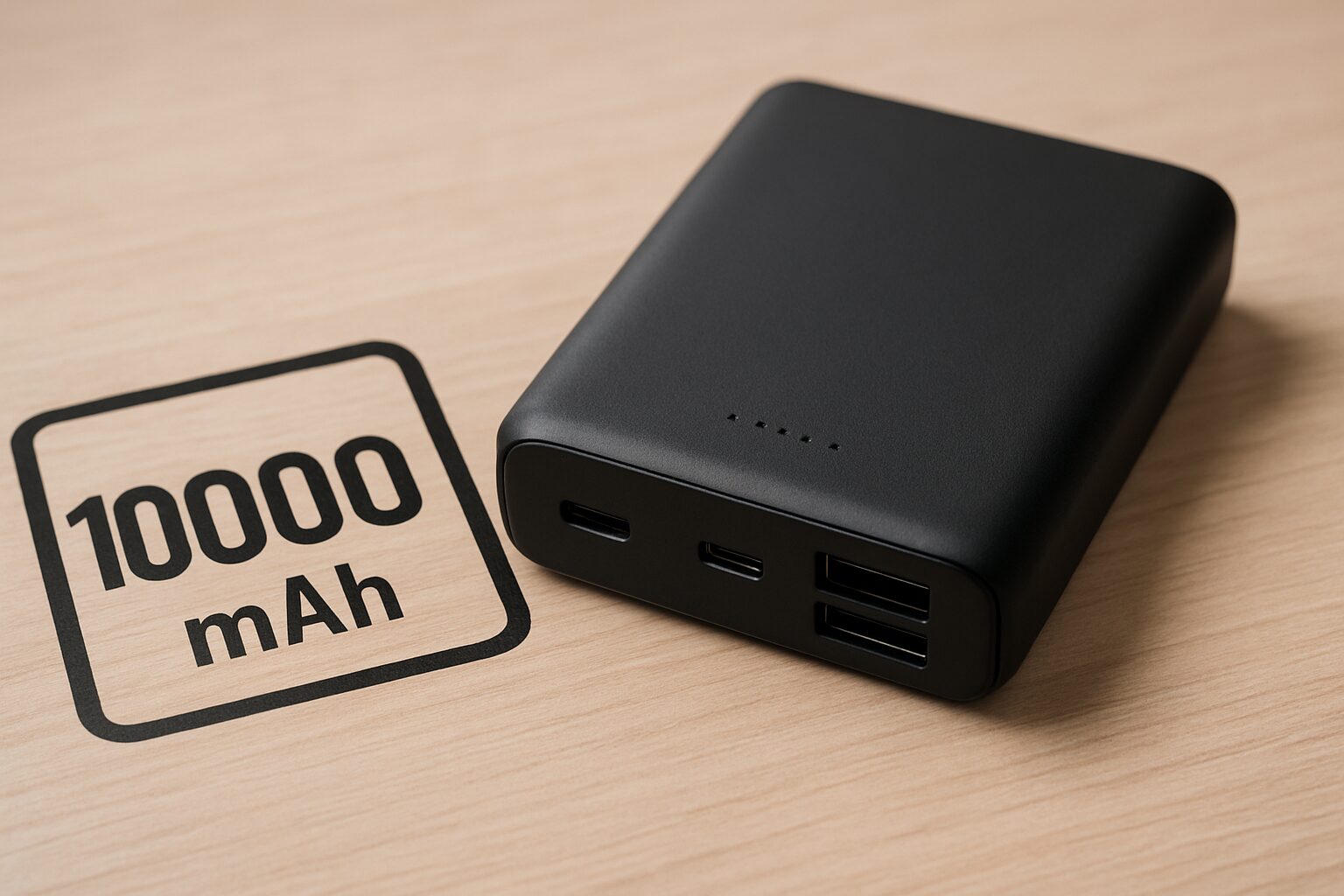 黒い10000mAh容量のモバイルバッテリー
