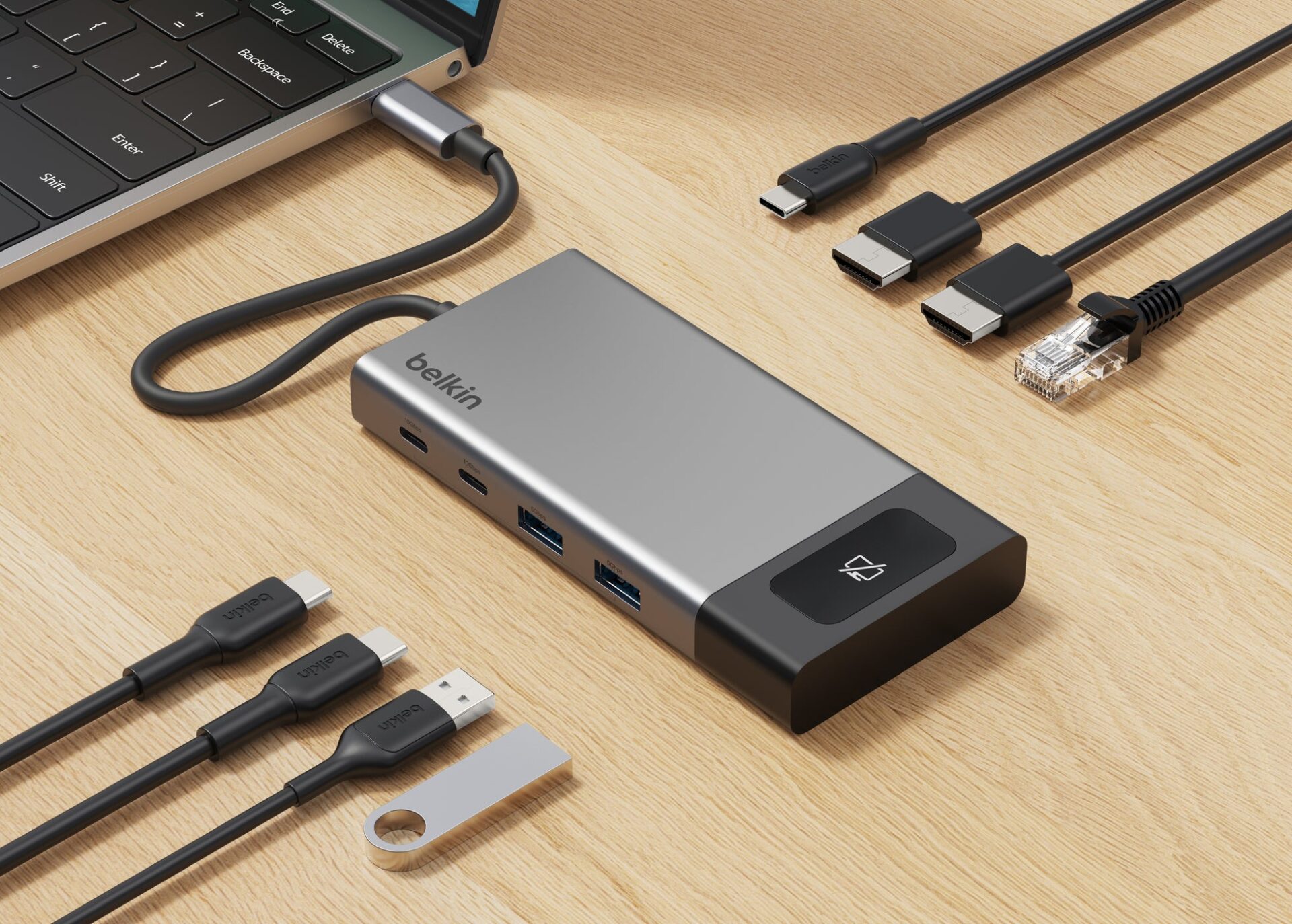 ベルキン、画面遮断ボタン付きの8-in-1 USB-Cハブを発売 - 画像1