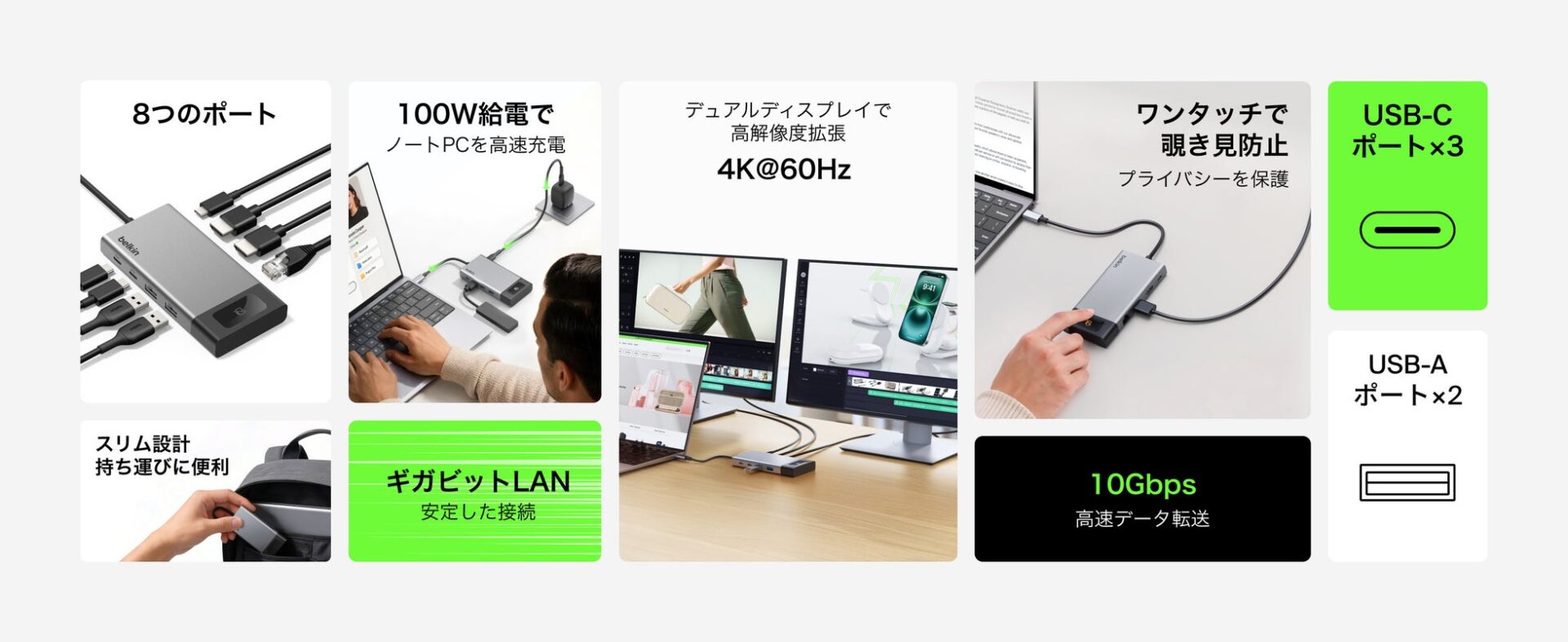 ベルキン、画面遮断ボタン付きの8-in-1 USB-Cハブを発売 - 画像2