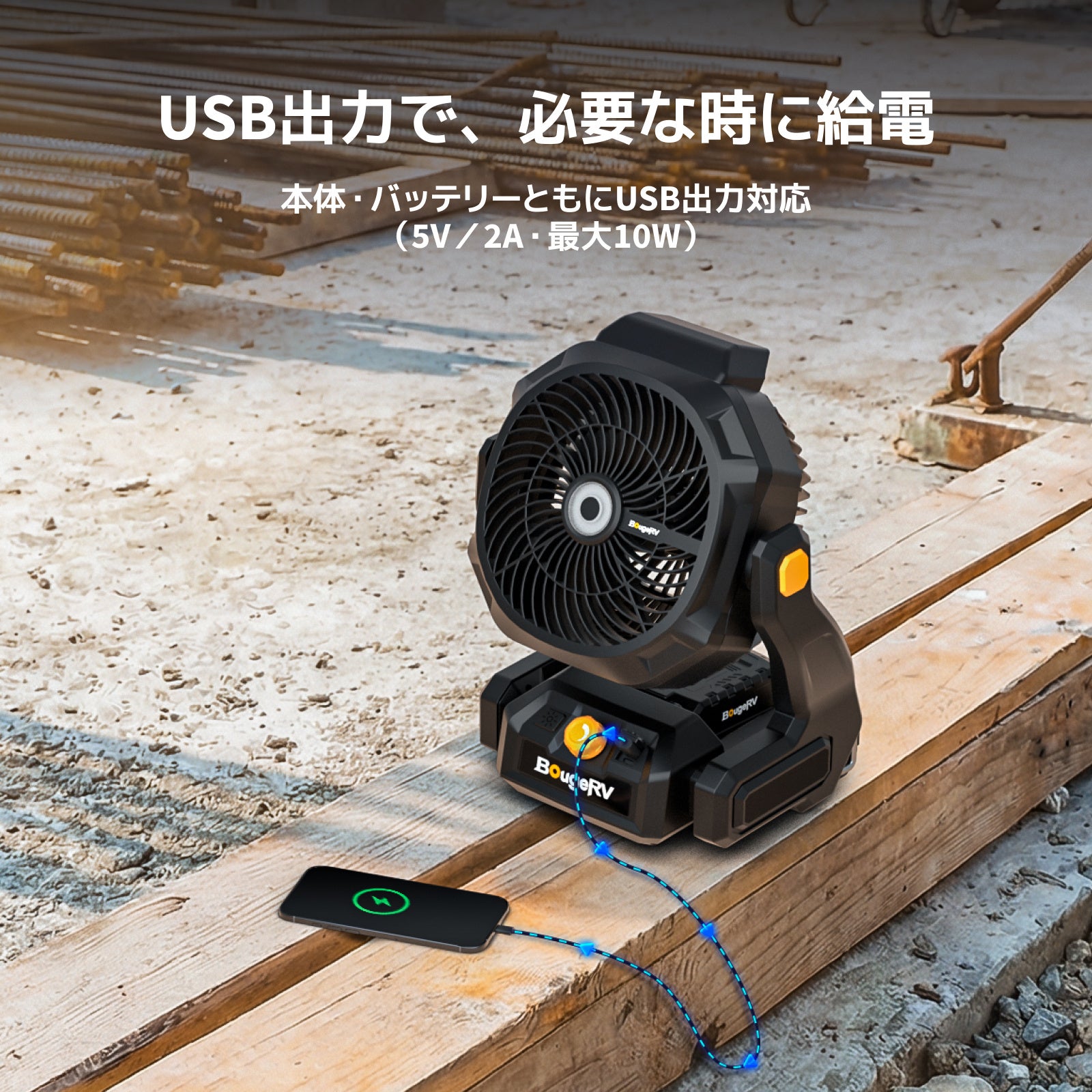 BougeRV、最大7.5m/sの風速を実現した充電式扇風機「F02」を発売 - 画像6