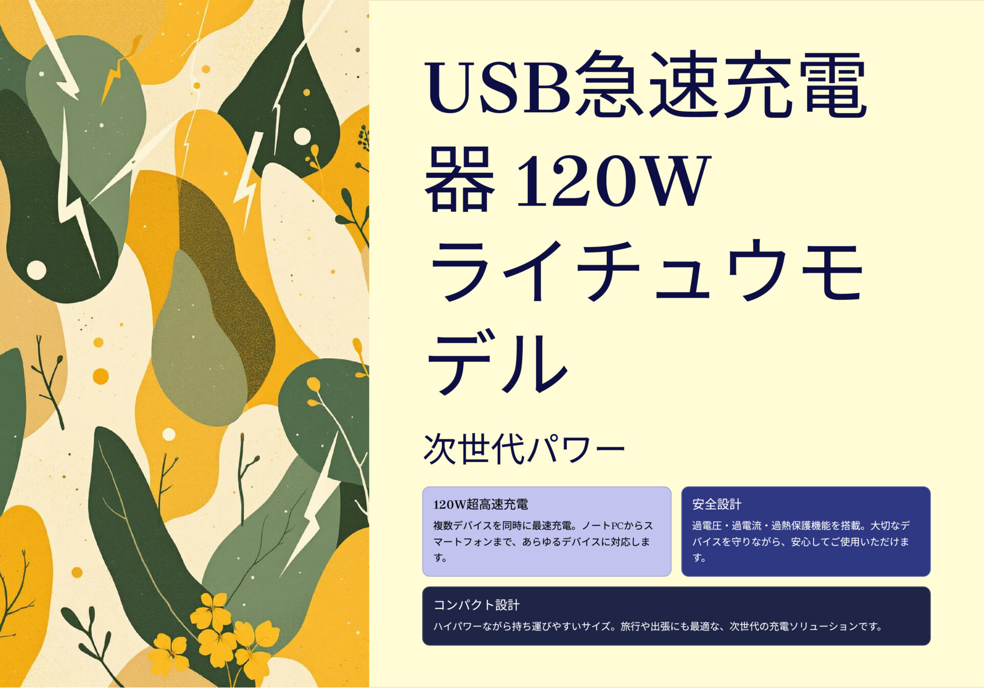 USB急速充電器 120W ライチュウモデル のアイキャッチ画像