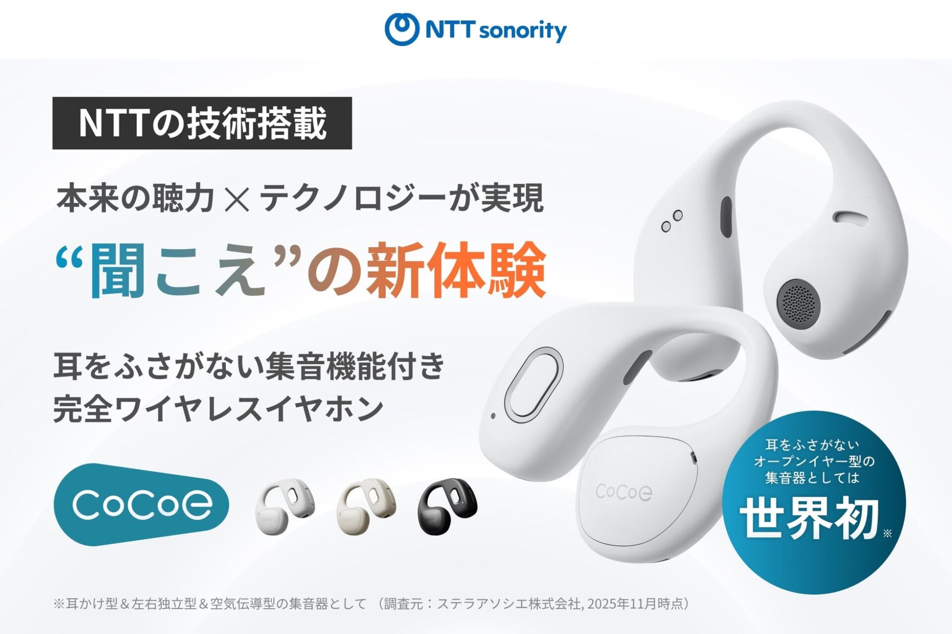 オープンイヤー型集音器「cocoe Ear」がクラウドファンディングで8500万円突破 - 画像1