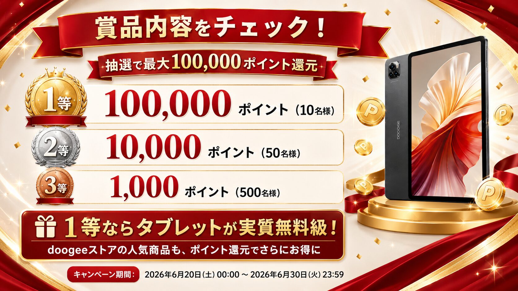 doogeeストア楽天市場店、最大10万ポイントが当たる抽選キャンペーンを開催 - 画像2