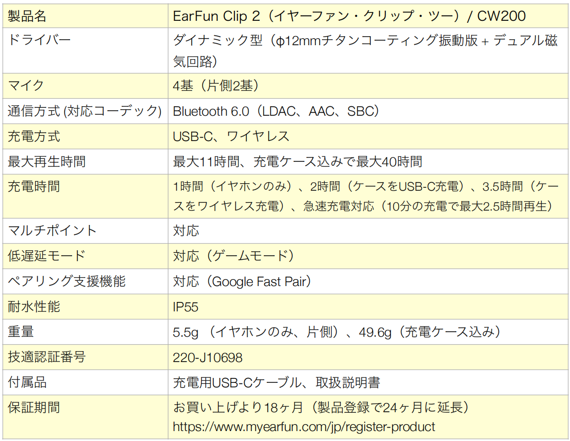 EarFun、ハイレゾ対応のクリップ型ワイヤレスイヤホン「EarFun Clip 2」を発表 - 画像6