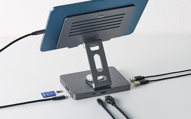 エレコム、ドッキングステーション機能を搭載したタブレットスタンドを発売 - 画像4