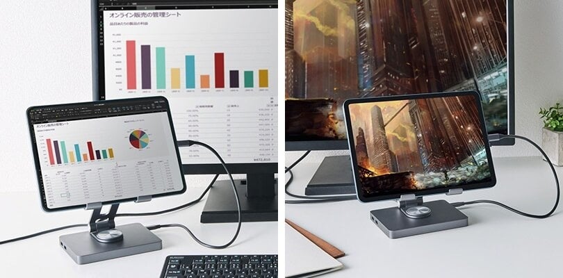 エレコム、ドッキングステーション機能を搭載したタブレットスタンドを発売 - 画像7