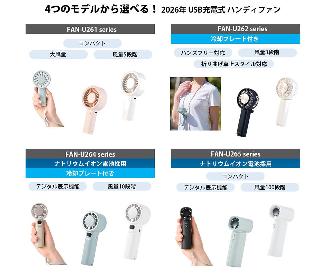 エレコム、2026年モデルのハンディファン4製品を発売 - 画像3
