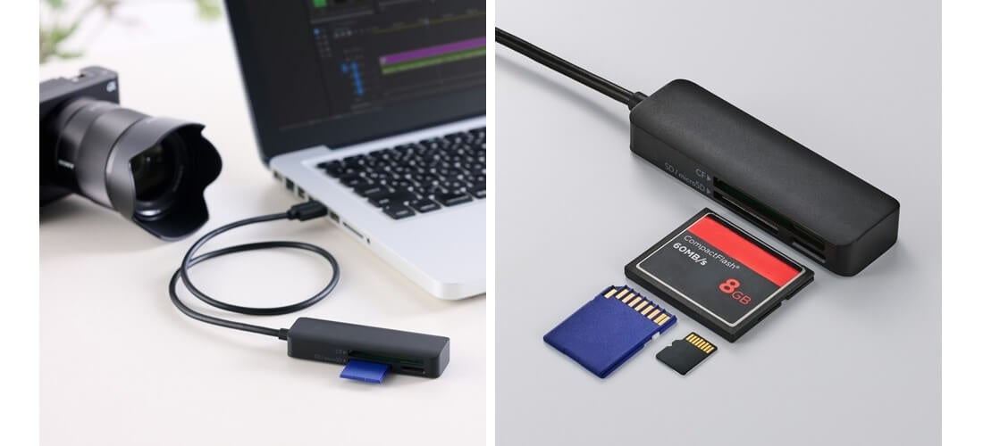 エレコム、3種類のカード対応ケーブル一体型リーダーを新発売 - 画像1