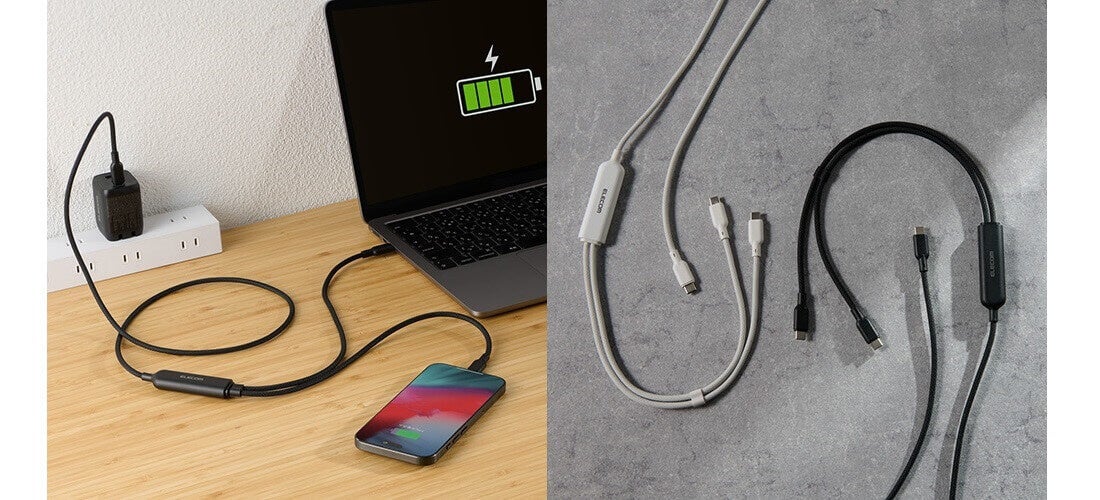 エレコム、1本で2台充電可能なUSB Type-C 2Wayケーブルを新発売 - 画像1
