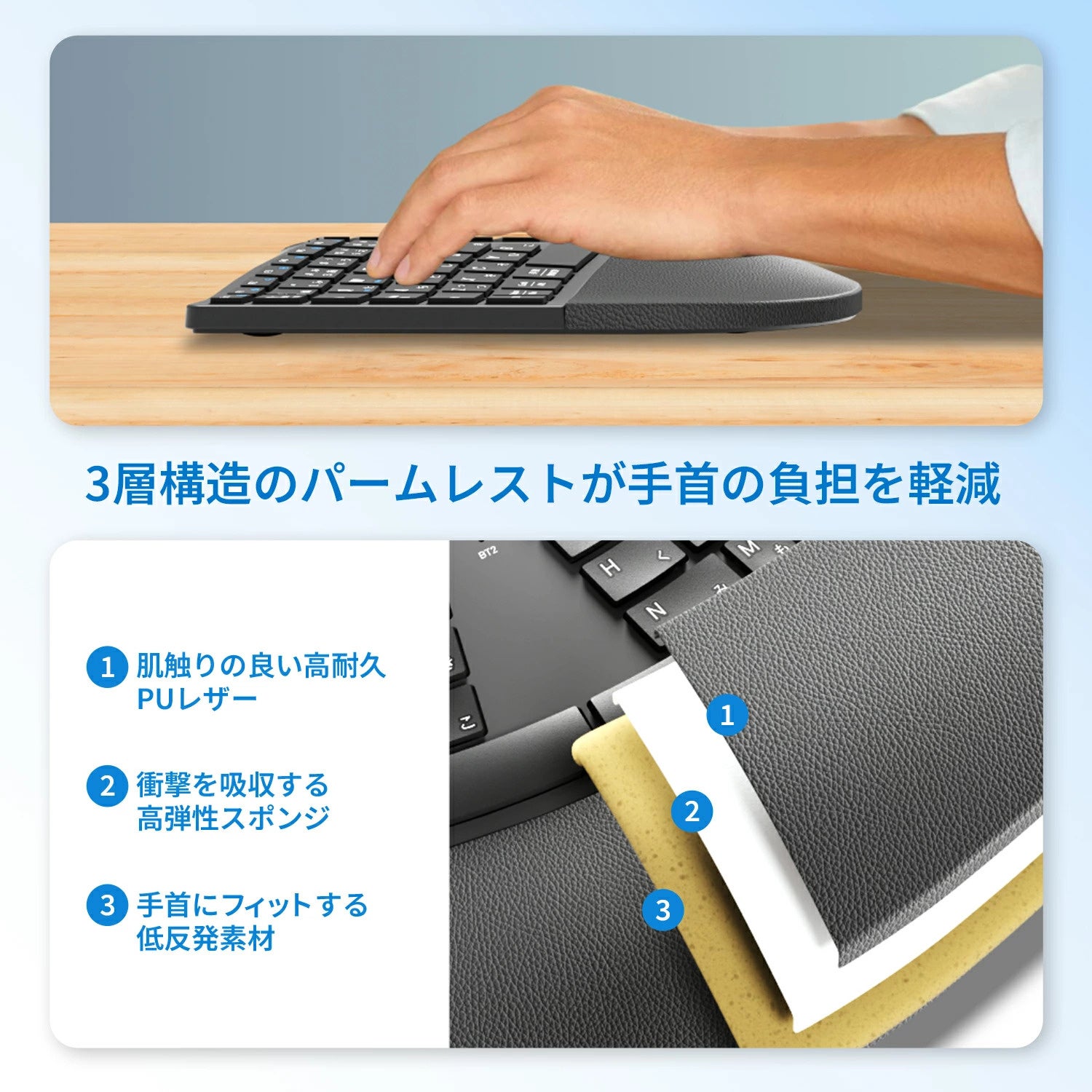 EWIN、手首の負担を軽減するエルゴノミクスワイヤレスキーボードを発売 - 画像9