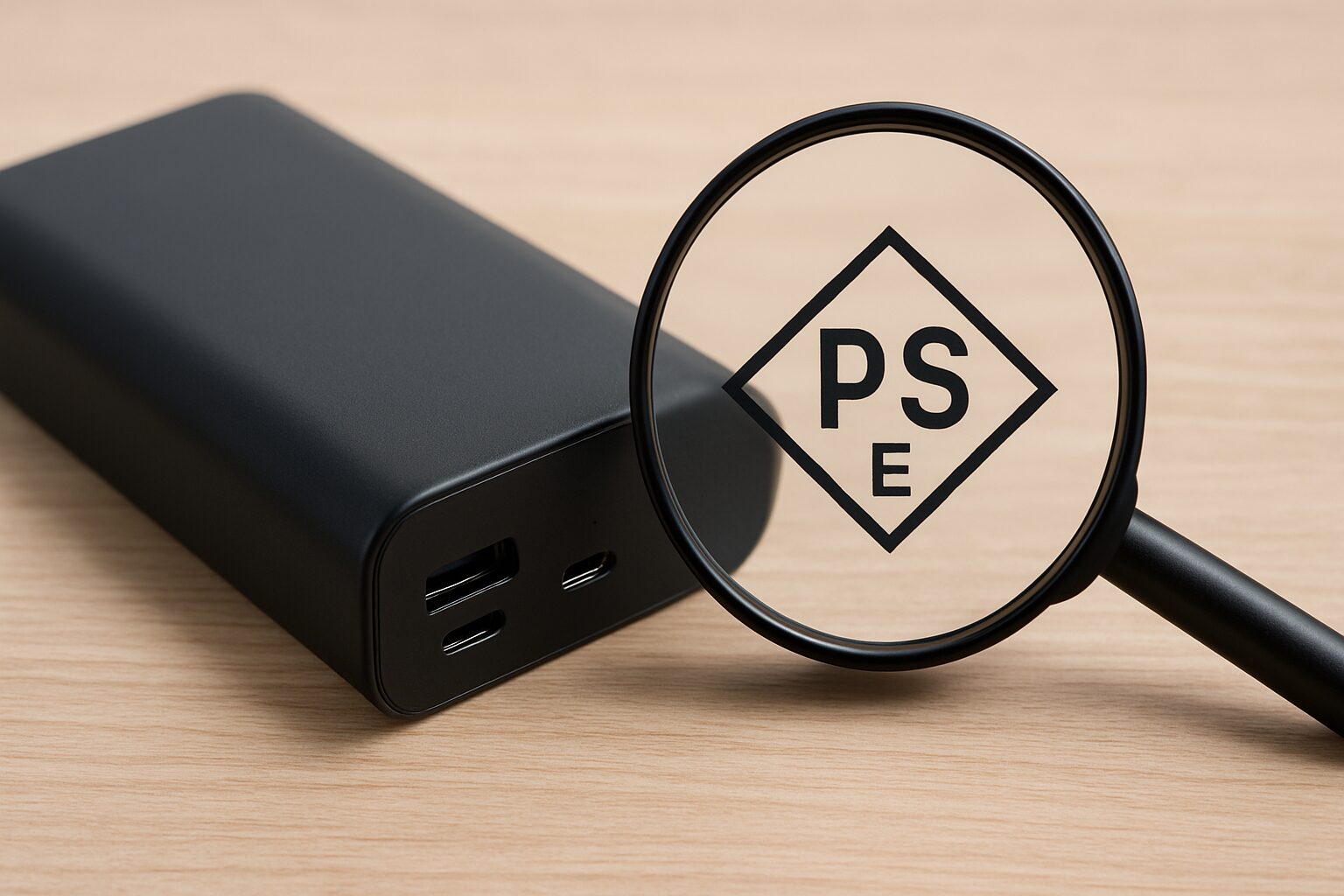 黒いモバイルバッテリー PSEマーク