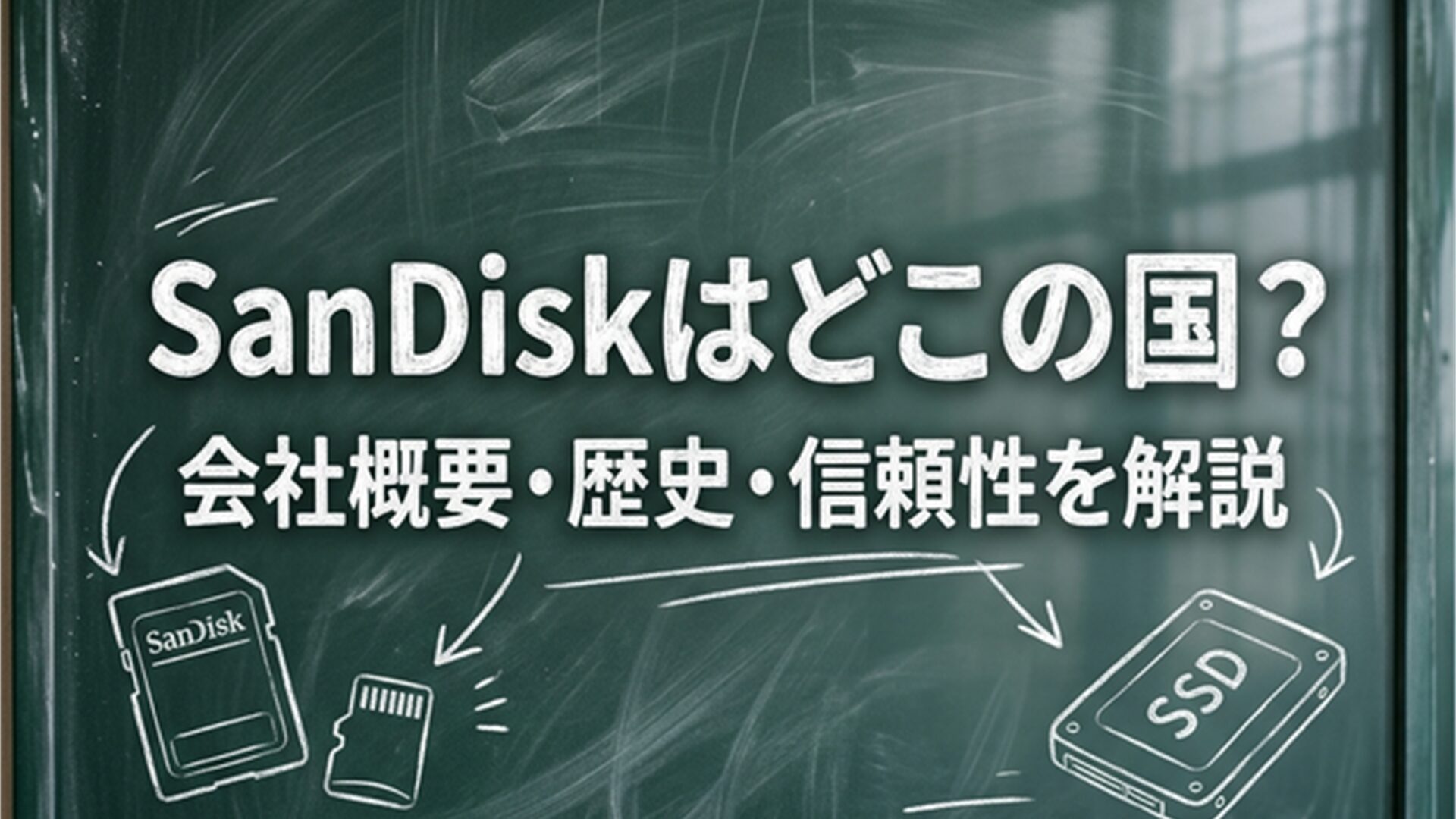 SanDiskはどこの国？ 黒板風