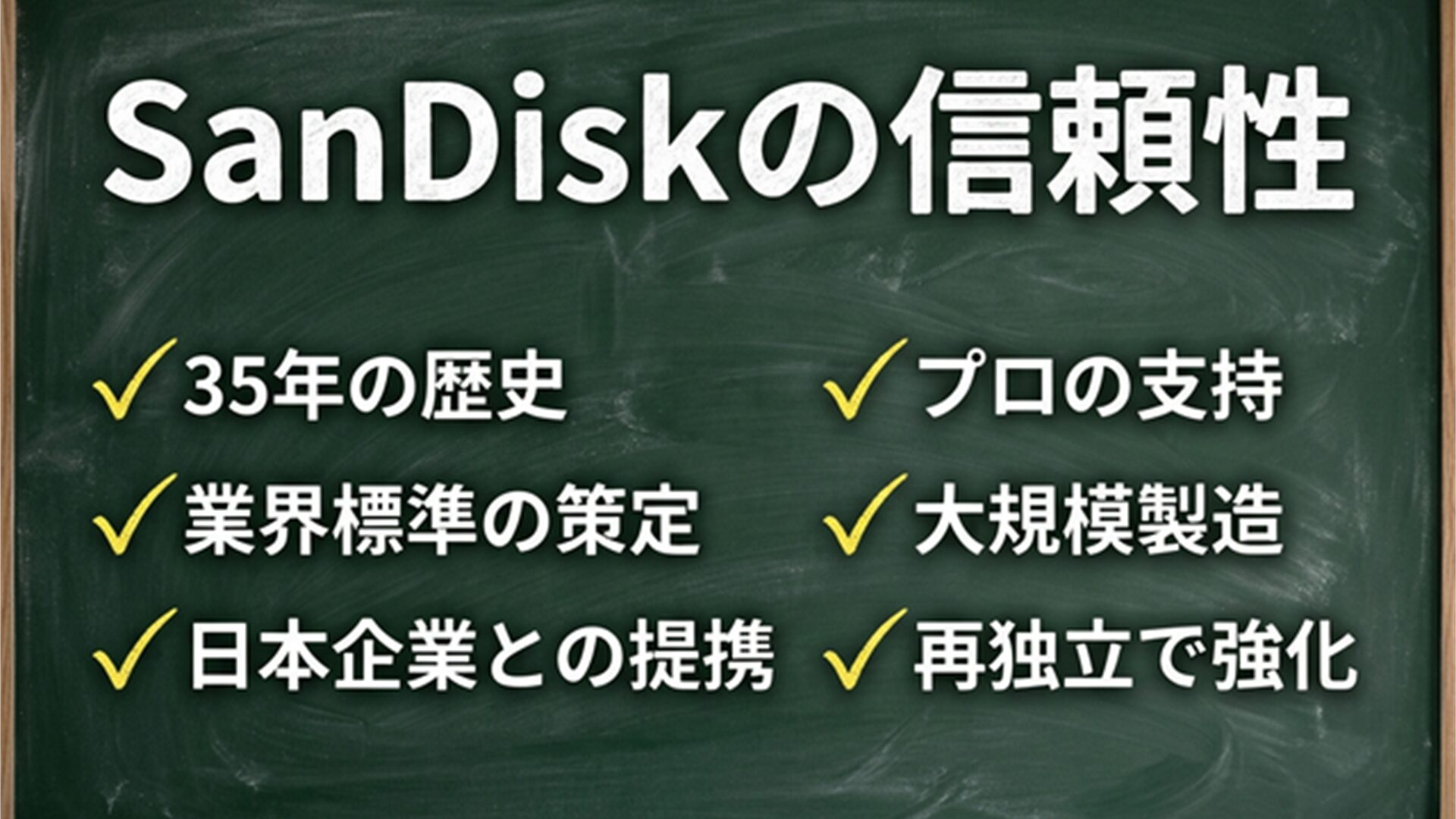 SanDiskの信頼性 黒板風