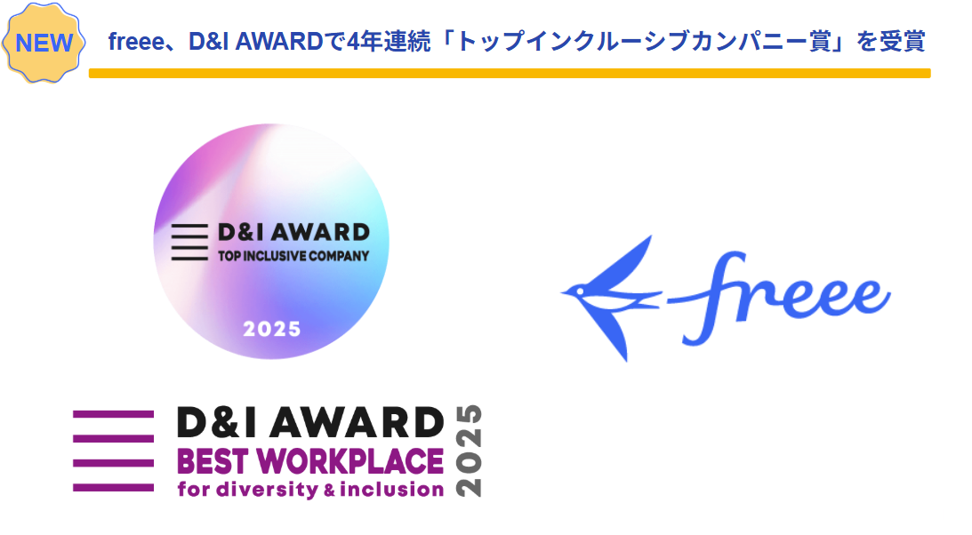 freee、D&l AWARD 2025で4年連続「トップインクルーシブカンパニー賞」を受賞 - 画像1