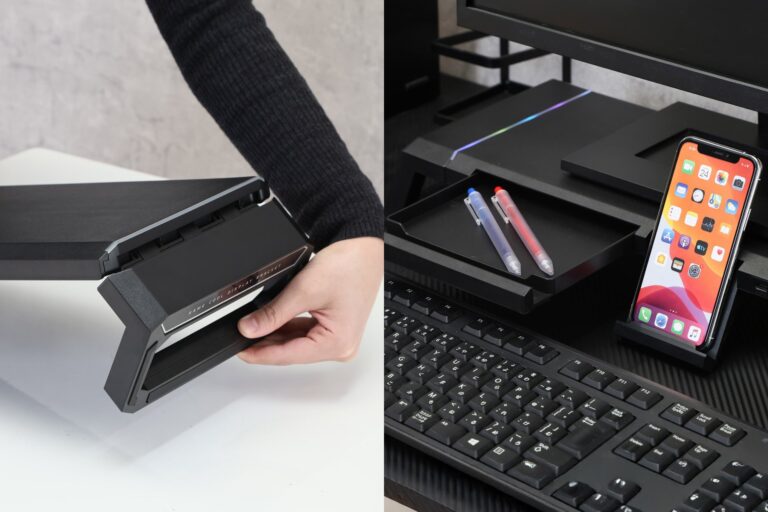 不二貿易、収納とライティング機能を備えたゲーミングモニタースタンド「ステルス」を発売