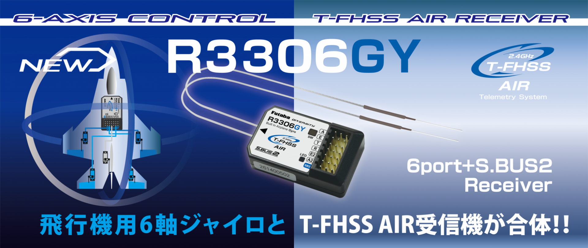 双葉電子工業、6軸ジャイロ内蔵のRC飛行機用受信機「R3306GY」を発売｜受信機とジャイロの一体化でフライトを快適に