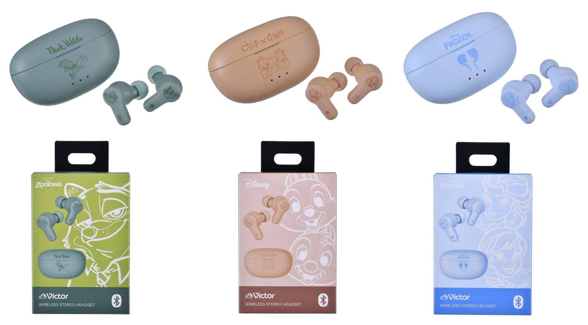 Victor、ディズニーキャラクター「ニック」「チップ&デール」「アナとエルサ」デザインの完全ワイヤレスイヤホンを発売 - 画像5