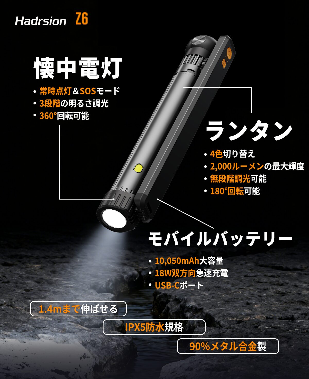 株式会社tonex、3-in-1多機能キャンプライト「Hadrsion Z6」を発表 - 画像2