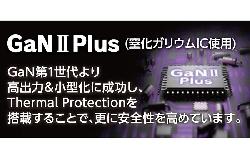 GaN II Plus 窒化ガリウム集積回路 GaN第1世代から高出力と小型化を実現し熱保護機能を搭載して安全性を高めた製品