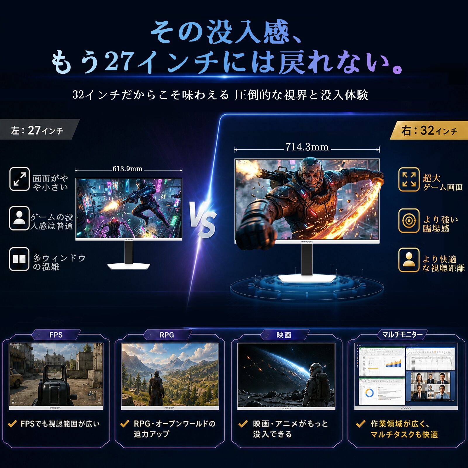 INNOCN、4K/160HzとFHD/320Hzを切り替える32型ゲーミングモニター発売 - 画像6