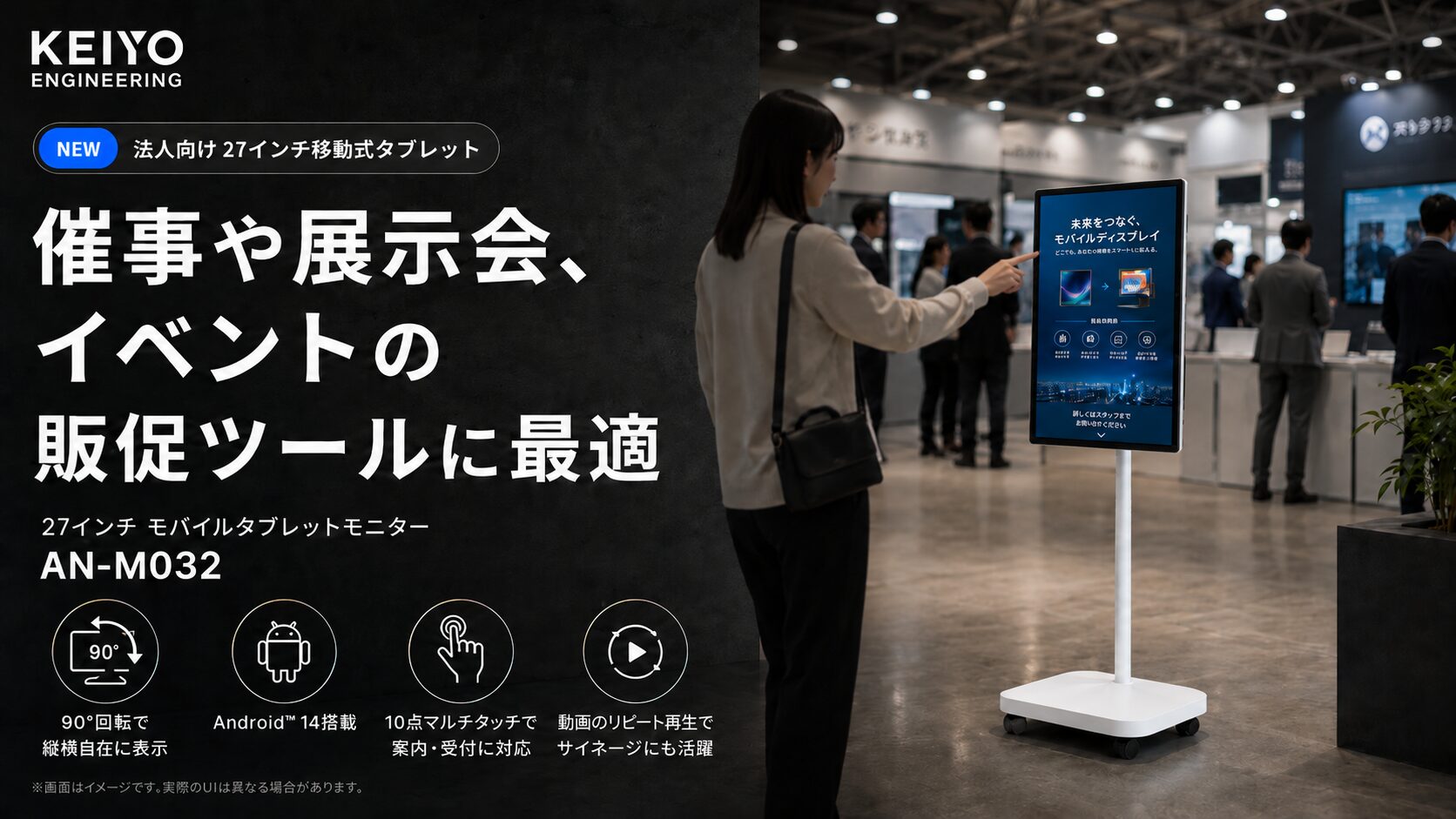 慶洋エンジニアリング、移動式27インチタブレット「AN-M036」を法人向けに販売強化 - 画像5