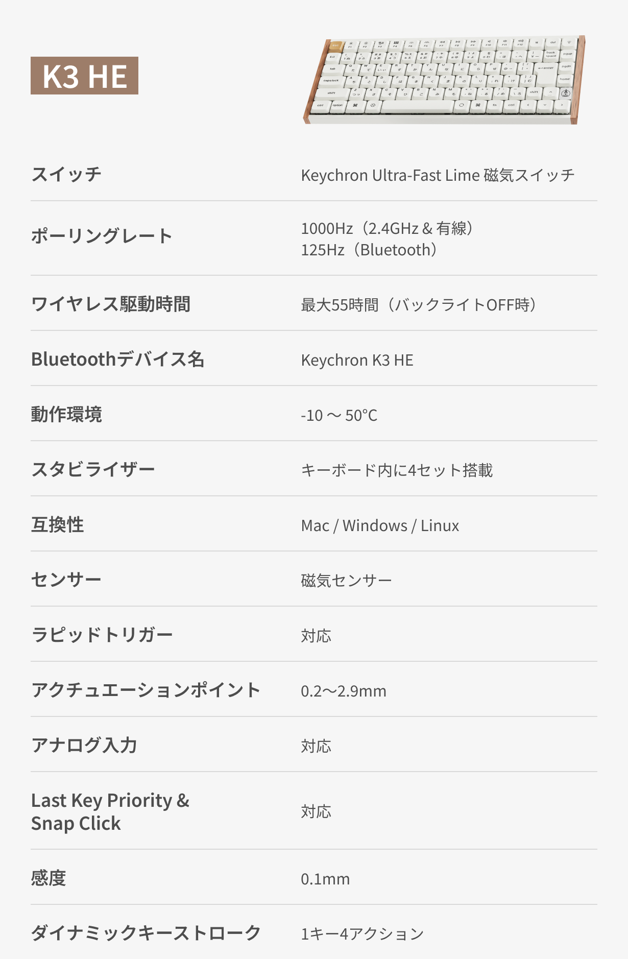 Keychron、天然木デザインの薄型キーボード「K3 HE」「K3 Ultra」を発売 - 画像9