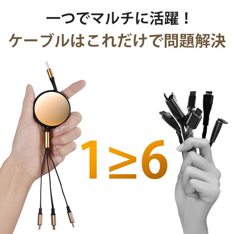 L&Lライブリーライフ、6in1対応・最大100W急速充電の巻き取り式ケーブルを発売 - 画像2