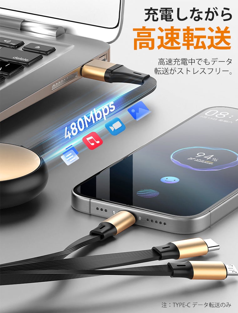 L&Lライブリーライフ、6in1対応・最大100W急速充電の巻き取り式ケーブルを発売 - 画像6