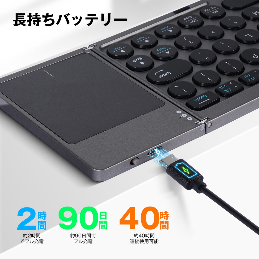 L&Lライブリーライフ、折りたたみBluetoothキーボードに円形キー採用 - 画像4