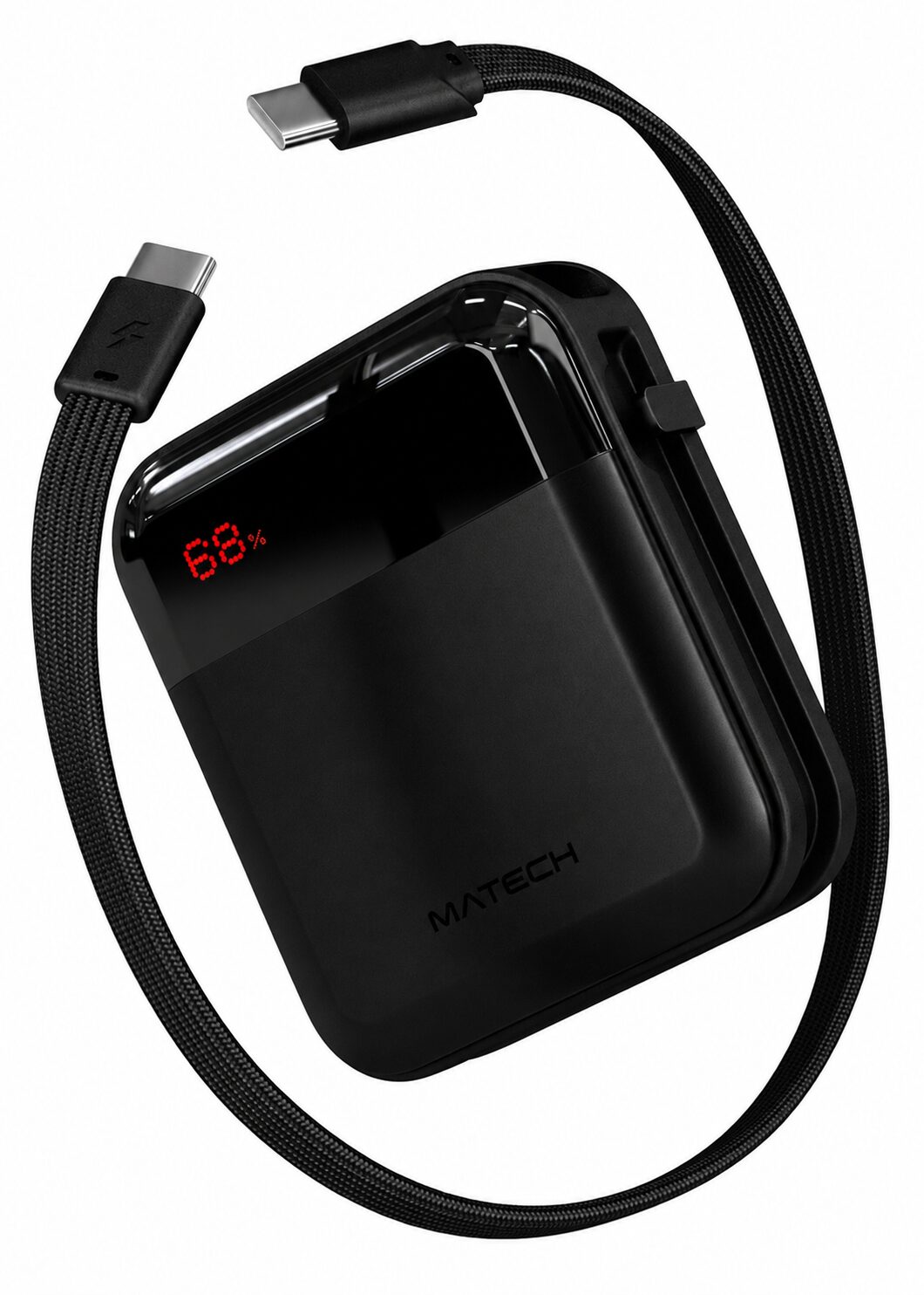 MATECH、35W出力・ケーブル一体型の小型モバイルバッテリー