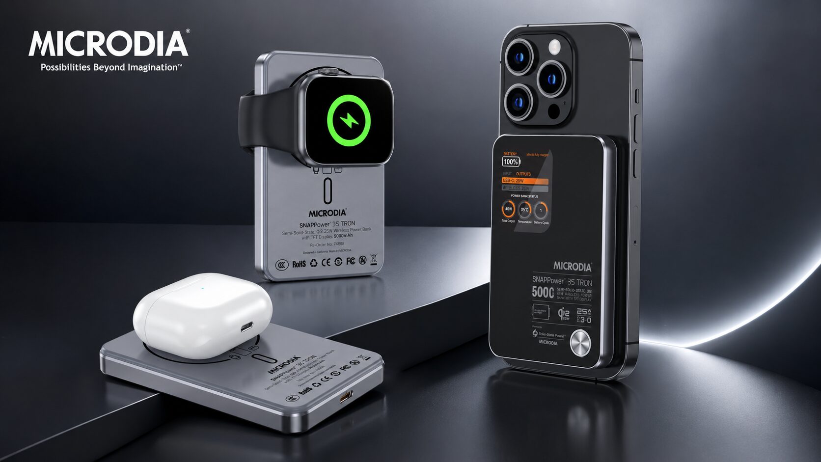 MICRODIA、Apple Watch・AirPodsも同時充電可能な準固体電池モバイルバッテリーを発表 - 画像2