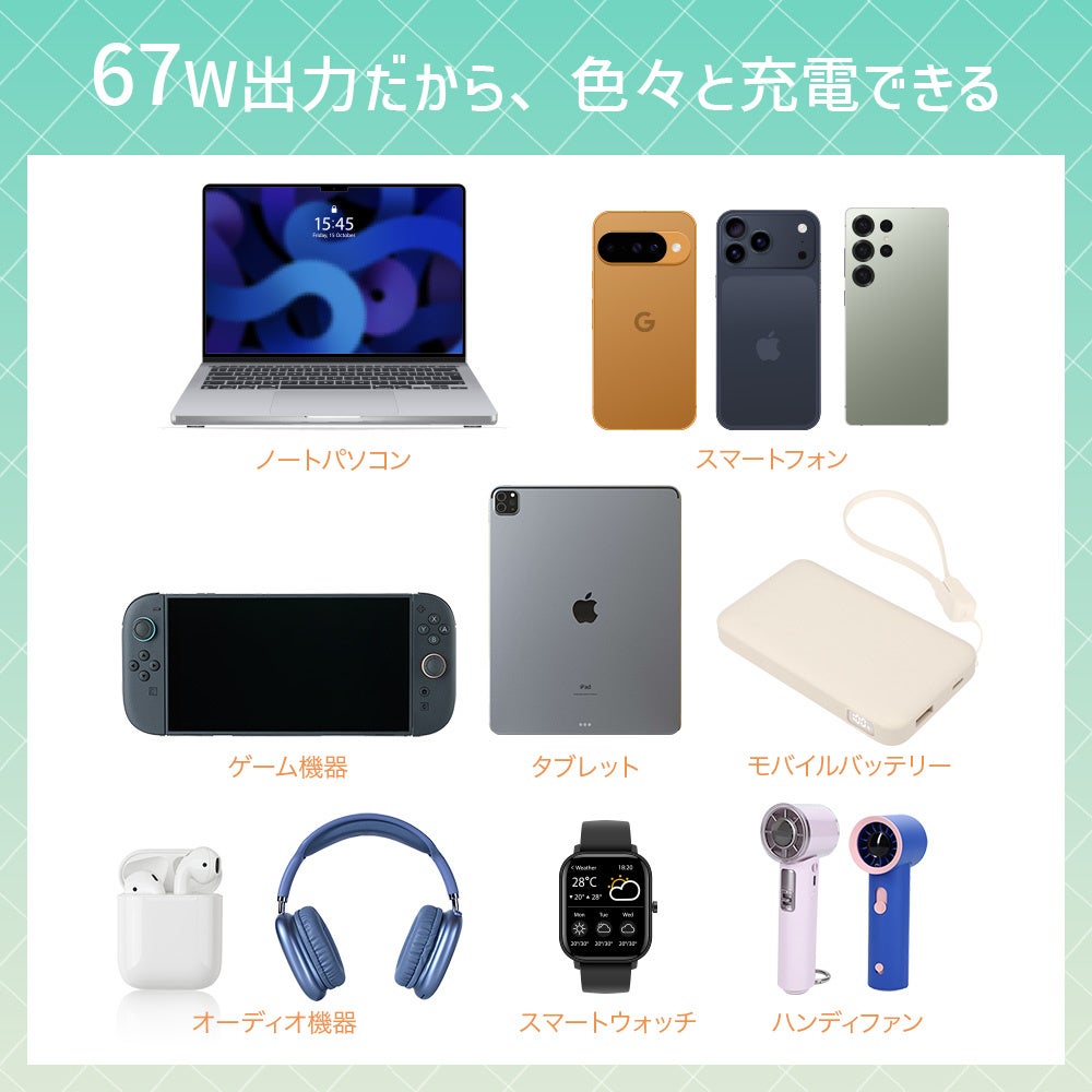 MOTTERU、最大67W出力の3ポートUSB充電器を発売 - 画像9
