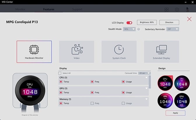 MSI、2.1インチIPS液晶搭載の水冷クーラー「MPG CORELIQUID P13」の活用ガイドを公開 - 画像4